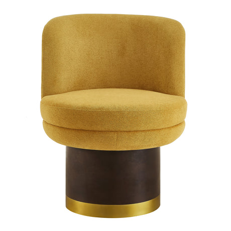 Modern Yellow Chenille Round Swivel Chair | OROA