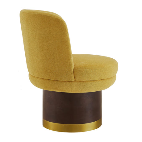 Modern Yellow Chenille Round Swivel Chair | OROA