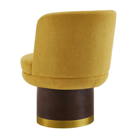 Modern Yellow Chenille Round Swivel Chair | OROA