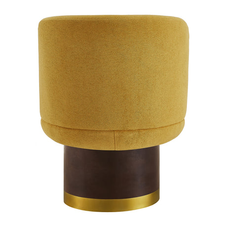 Modern Yellow Chenille Round Swivel Chair | OROA
