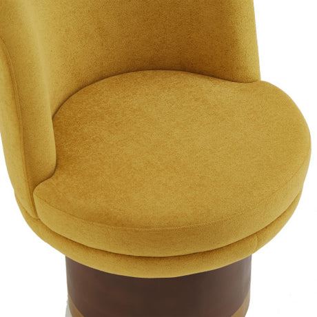 Modern Yellow Chenille Round Swivel Chair | OROA
