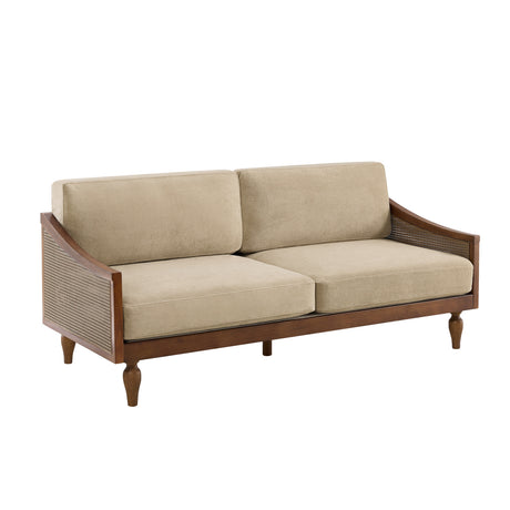 Modern European furniture - 3-Seater Light Brown Upholstered Sofa - www.oroa.com