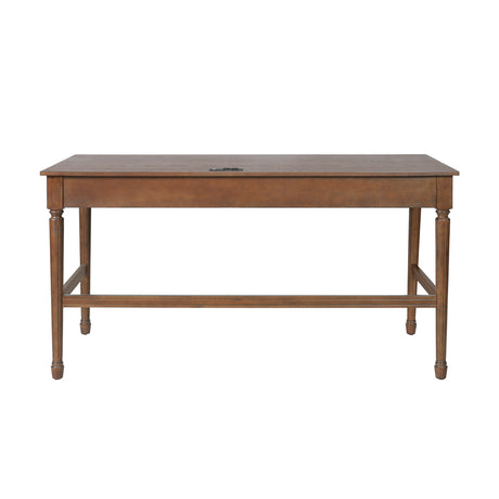 Modern Walnut Wooden Writing Desk with Drawers | OROA