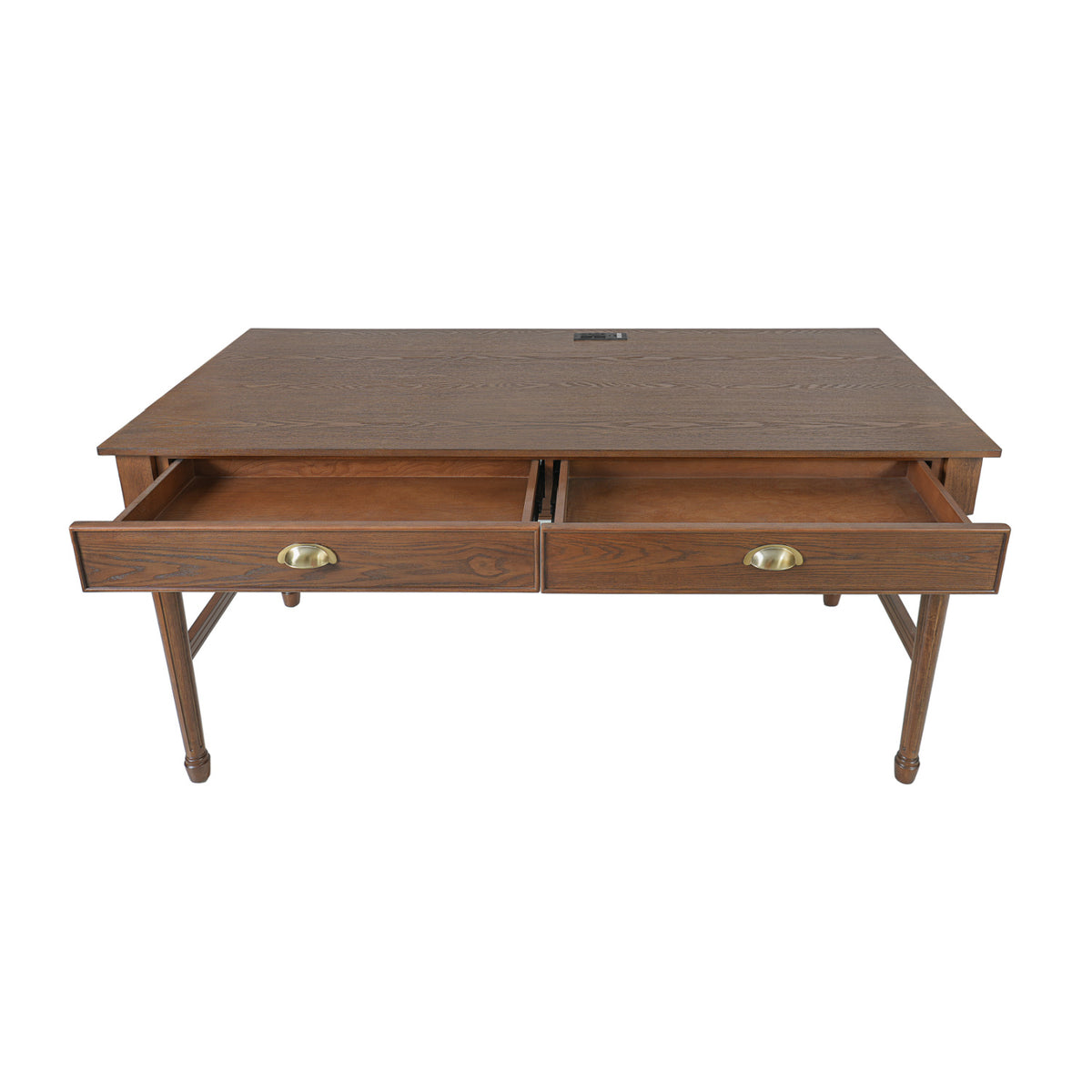 Modern Walnut Wooden Writing Desk with Drawers | OROA