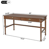 Modern Walnut Wooden Writing Desk with Drawers | OROA
