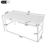 Modern White Wooden Writing Desk with Drawer | OROA