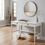 Modern White Wooden Writing Desk with Drawer | OROA