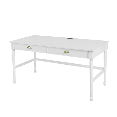 Modern White Wooden Writing Desk with Drawer | OROA