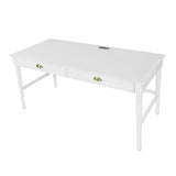 Modern White Wooden Writing Desk with Drawer | OROA