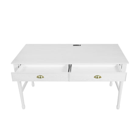 Modern White Wooden Writing Desk with Drawer | OROA