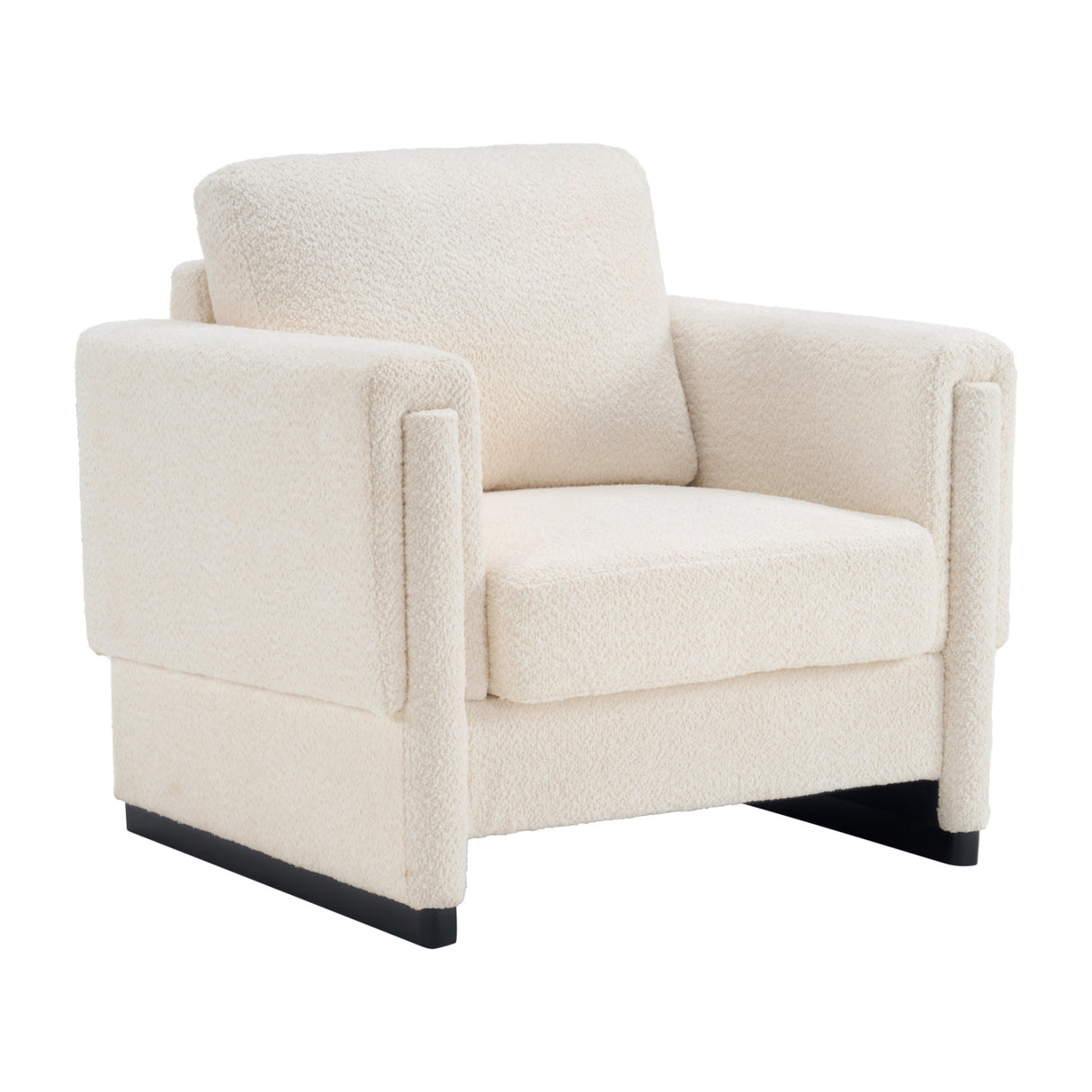 Modern Beige Boucle Upholstered Accent Armchair | OROA
