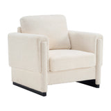 Modern Beige Boucle Upholstered Accent Armchair | OROA