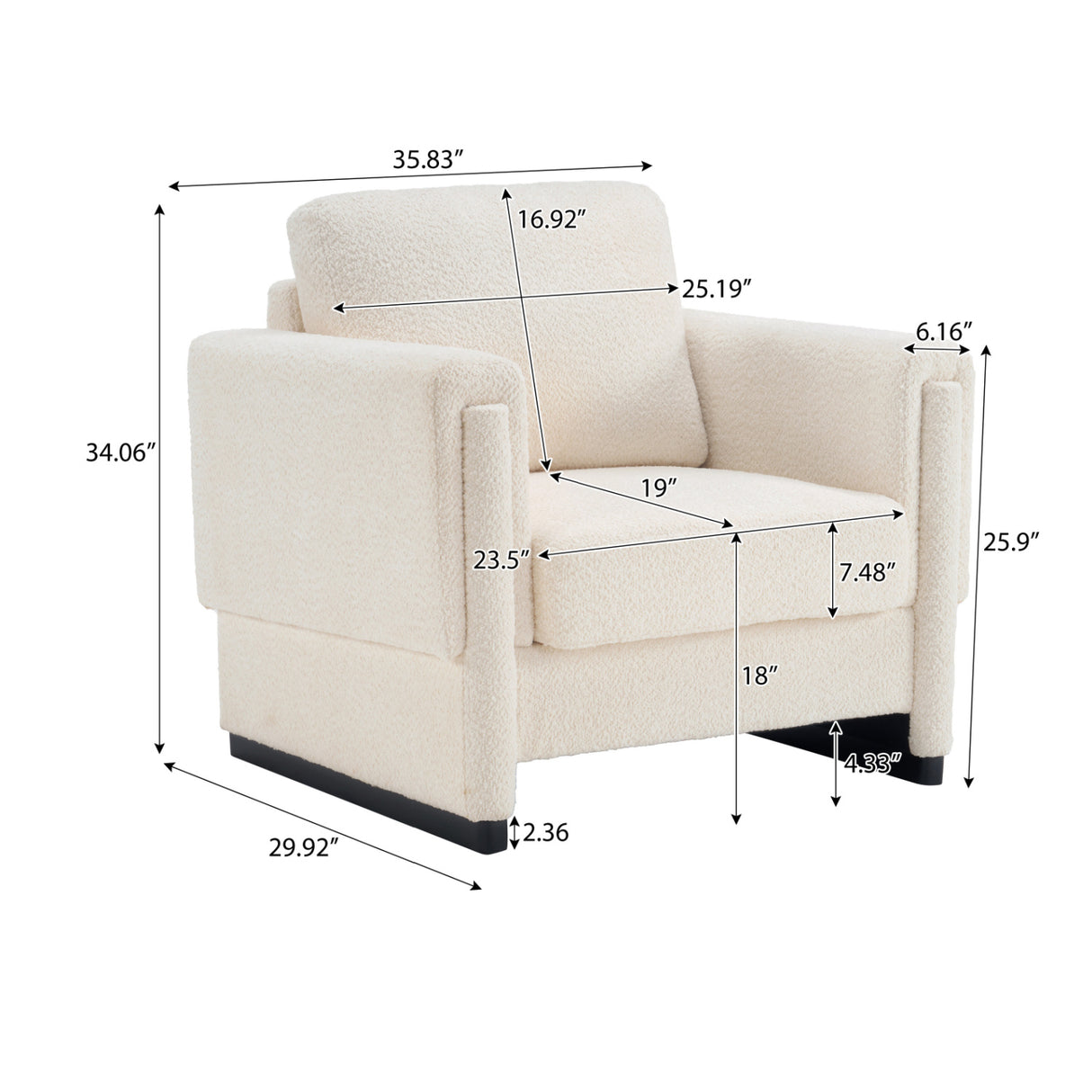 Modern Beige Boucle Upholstered Accent Armchair | OROA
