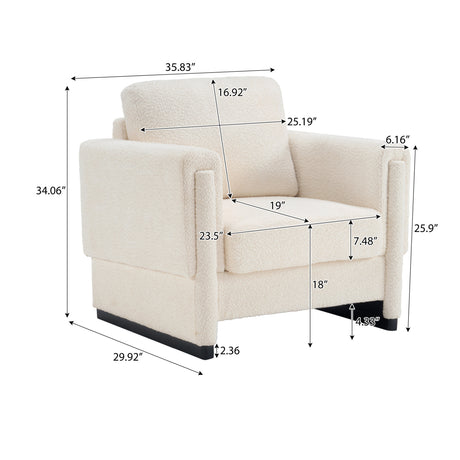 Modern Beige Boucle Upholstered Accent Armchair | OROA