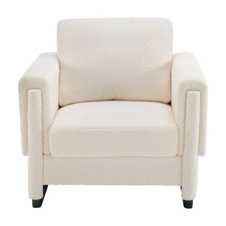 Modern Beige Boucle Upholstered Accent Armchair | OROA