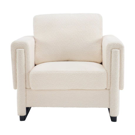 Modern Beige Boucle Upholstered Accent Armchair | OROA