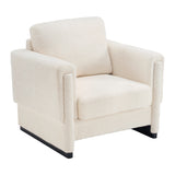 Modern Beige Boucle Upholstered Accent Armchair | OROA