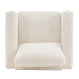 Modern Beige Boucle Upholstered Accent Armchair | OROA