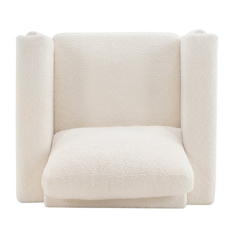 Modern Beige Boucle Upholstered Accent Armchair | OROA