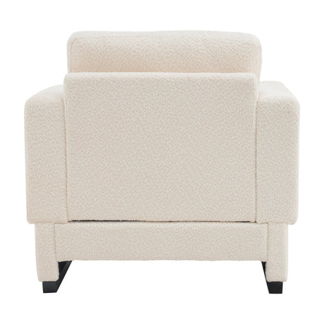 Modern Beige Boucle Upholstered Accent Armchair | OROA
