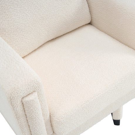Modern Beige Boucle Upholstered Accent Armchair | OROA