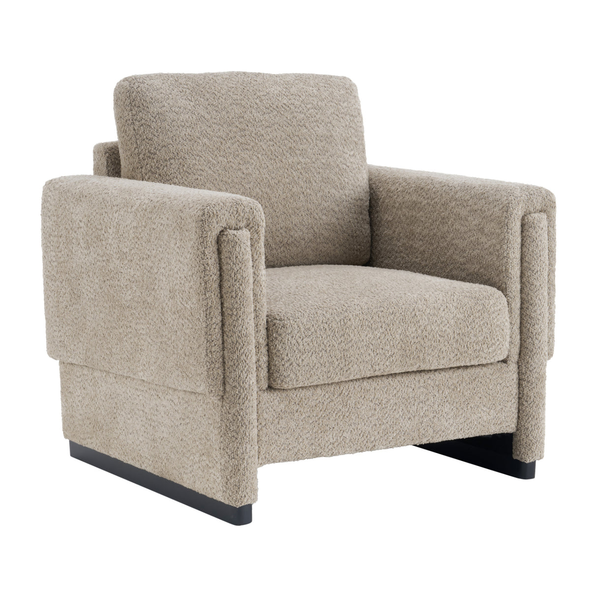 Brown Boucle Upholstered Accent Armchair | OROA