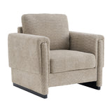 Brown Boucle Upholstered Accent Armchair | OROA