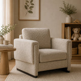 Brown Boucle Upholstered Accent Armchair | OROA