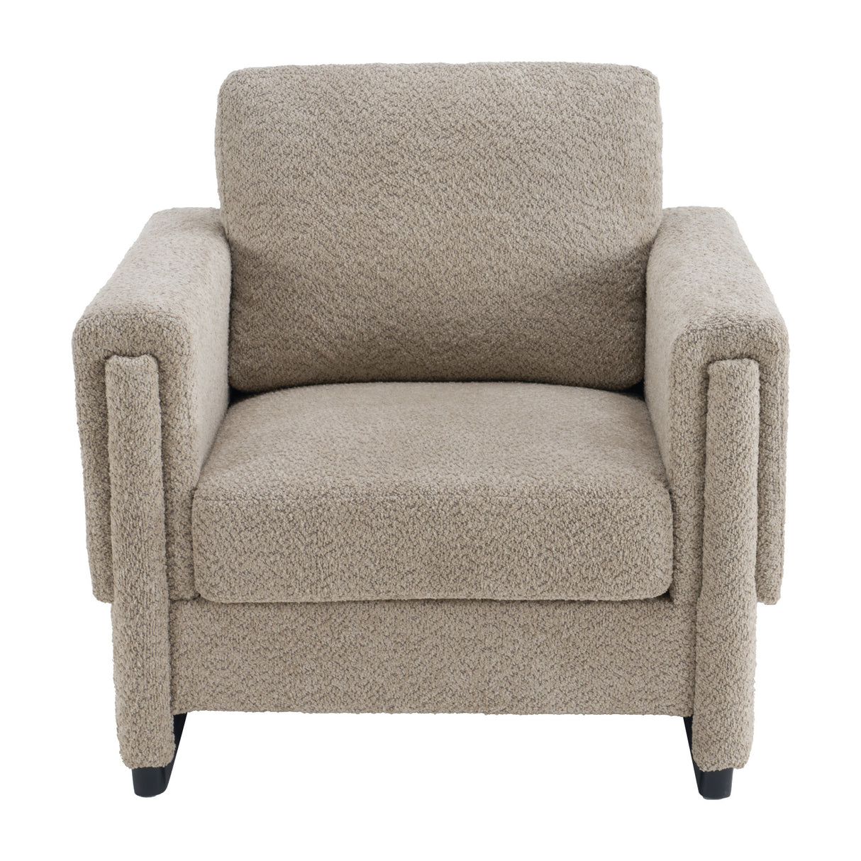 Brown Boucle Upholstered Accent Armchair | OROA