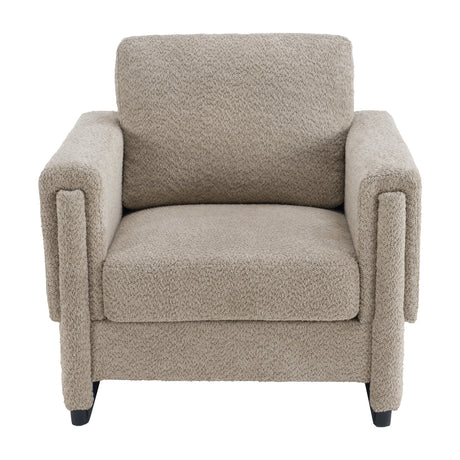 Brown Boucle Upholstered Accent Armchair | OROA