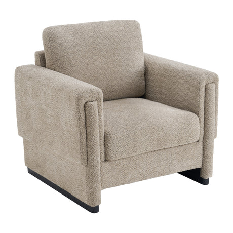 Brown Boucle Upholstered Accent Armchair | OROA