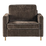 Modern Dark Brown Chenille Accent Chair with Square Arms | OROA