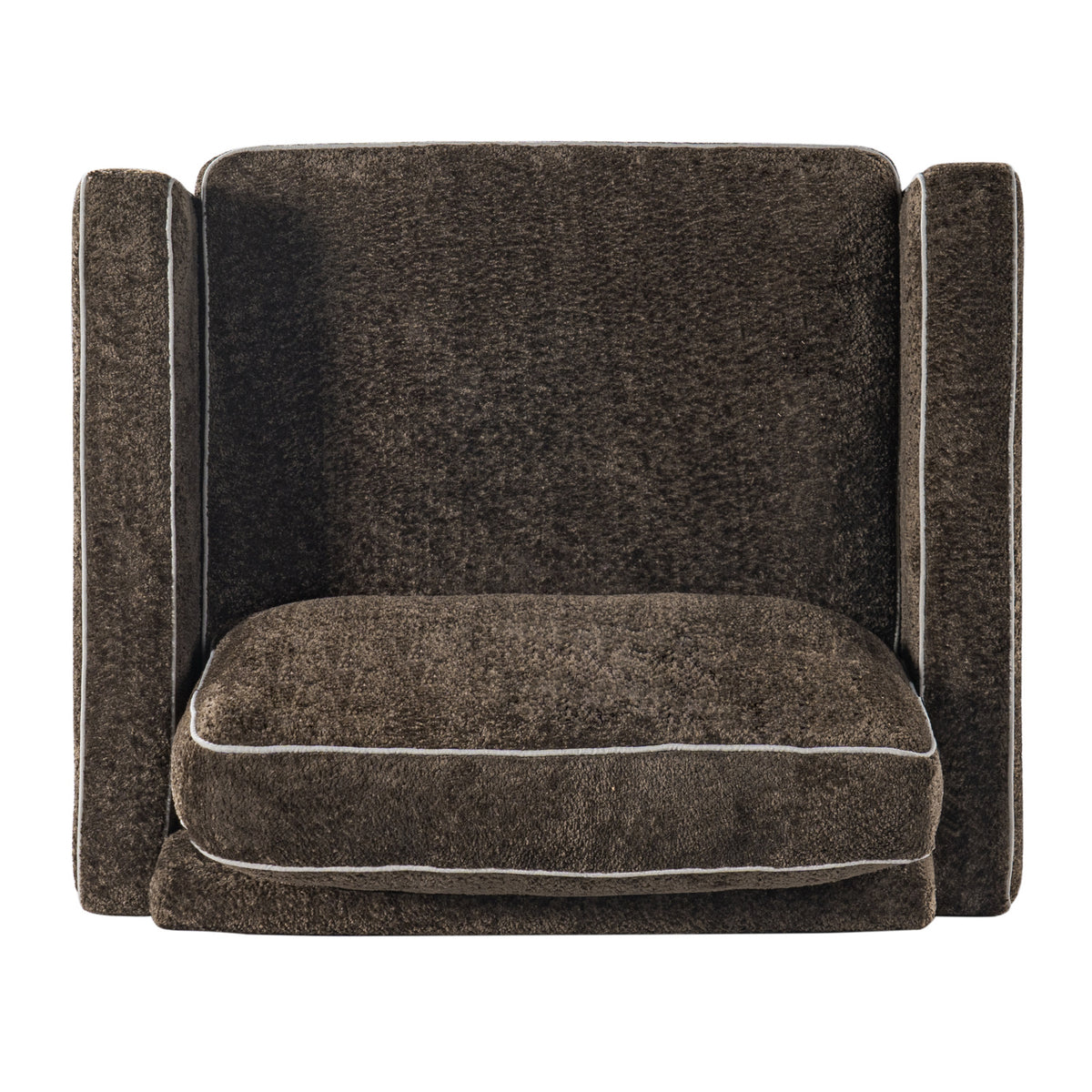 Modern Dark Brown Chenille Accent Chair with Square Arms | OROA