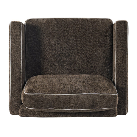 Modern European furniture - Modern Dark Brown Chenille Accent Chair with Square Arms - www.oroa.com