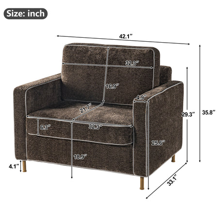 Modern European furniture - Modern Dark Brown Chenille Accent Chair with Square Arms - www.oroa.com