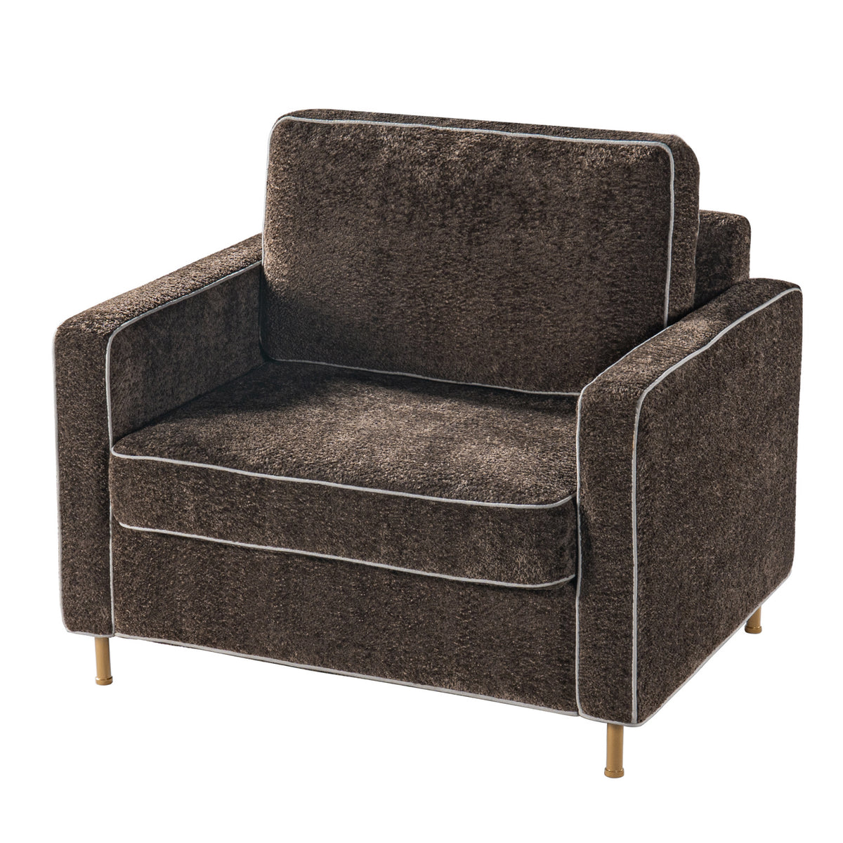 Modern Dark Brown Chenille Accent Chair with Square Arms | OROA