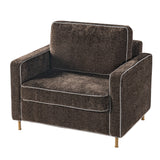 Modern Dark Brown Chenille Accent Chair with Square Arms | OROA