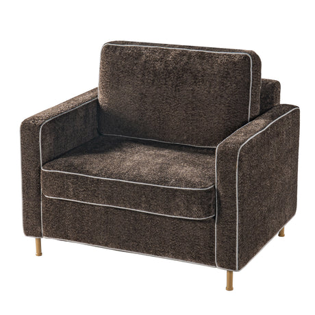 Modern European furniture - Modern Dark Brown Chenille Accent Chair with Square Arms - www.oroa.com