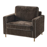 Modern Dark Brown Chenille Accent Chair with Square Arms | OROA