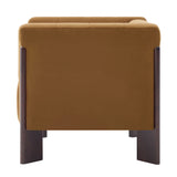 Modern Yellow Velvet Channel Tufted Accent Armchair | OROA