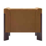 Modern Yellow Velvet Channel Tufted Accent Armchair | OROA