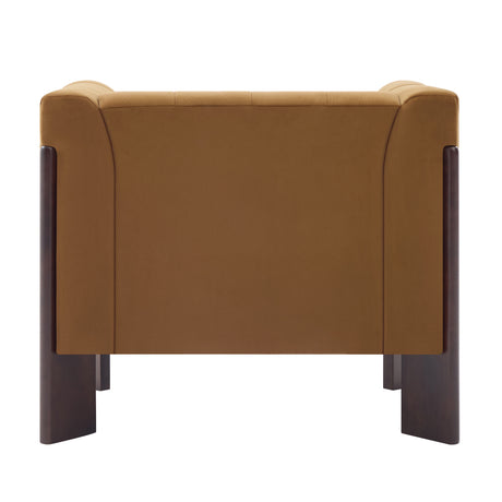 Modern Yellow Velvet Channel Tufted Accent Armchair | OROA