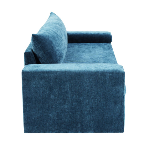Blue Chenille Upholstered 3-Seater Sofa | OROA