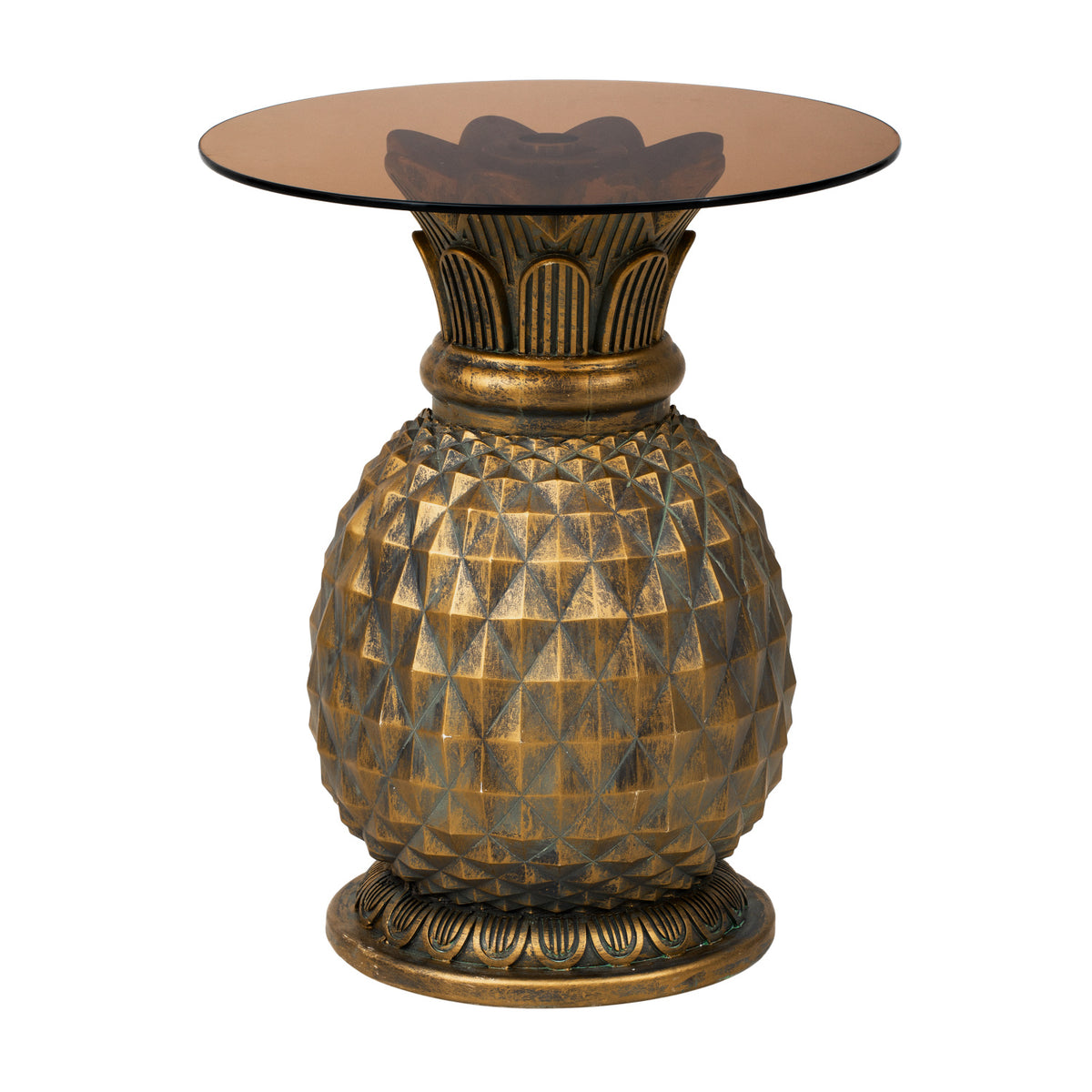 Indoor/Outdoor Pineapple Glass Top Side Table | OROA