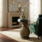 Indoor/Outdoor Pineapple Glass Top Side Table | OROA