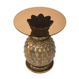 Indoor/Outdoor Pineapple Glass Top Side Table | OROA
