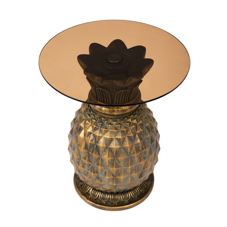 Indoor/Outdoor Pineapple Glass Top Side Table | OROA