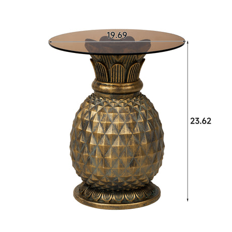 Indoor/Outdoor Pineapple Glass Top Side Table | OROA