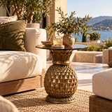 Indoor/Outdoor Pineapple Glass Top Side Table | OROA