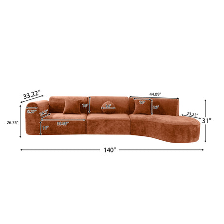 Modern Curved 3-Piece Sectional Sofa | OROA